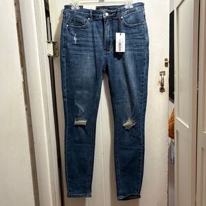 Judy Blue Dark Blue Distressed Skinny Jeans